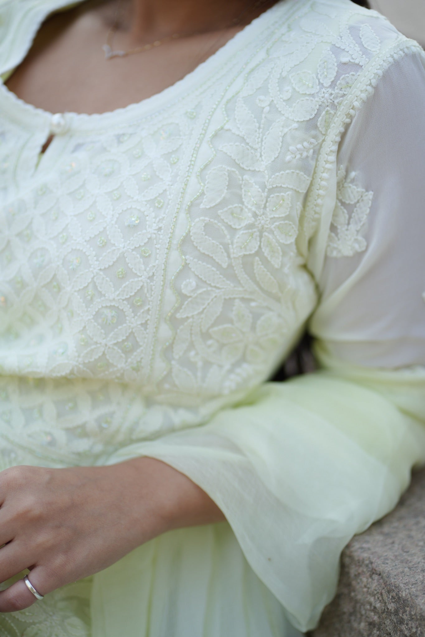 01FJ Jabili Chikankari Kurti Plazo Set