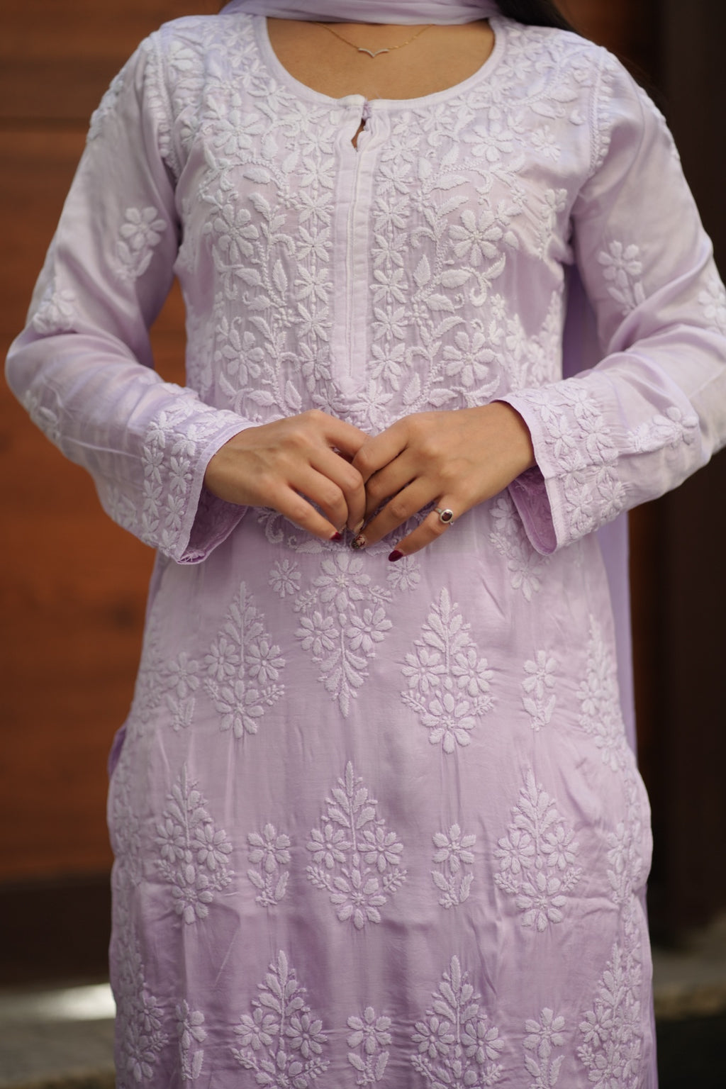 04FJ Jabili Modal Satin Chikankari Kurti Plazo Set
