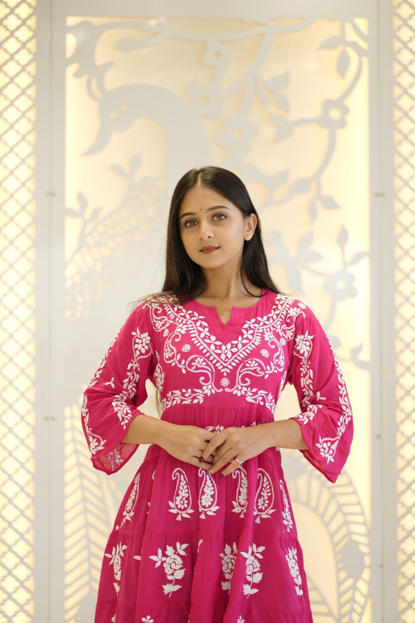 08FJ Jabili Modal Chikankari Short Kurti