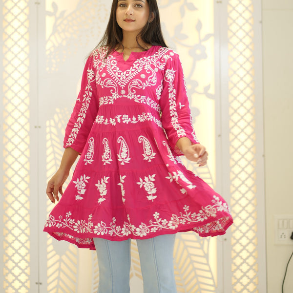 08FJ Jabili Modal Chikankari Short Kurti