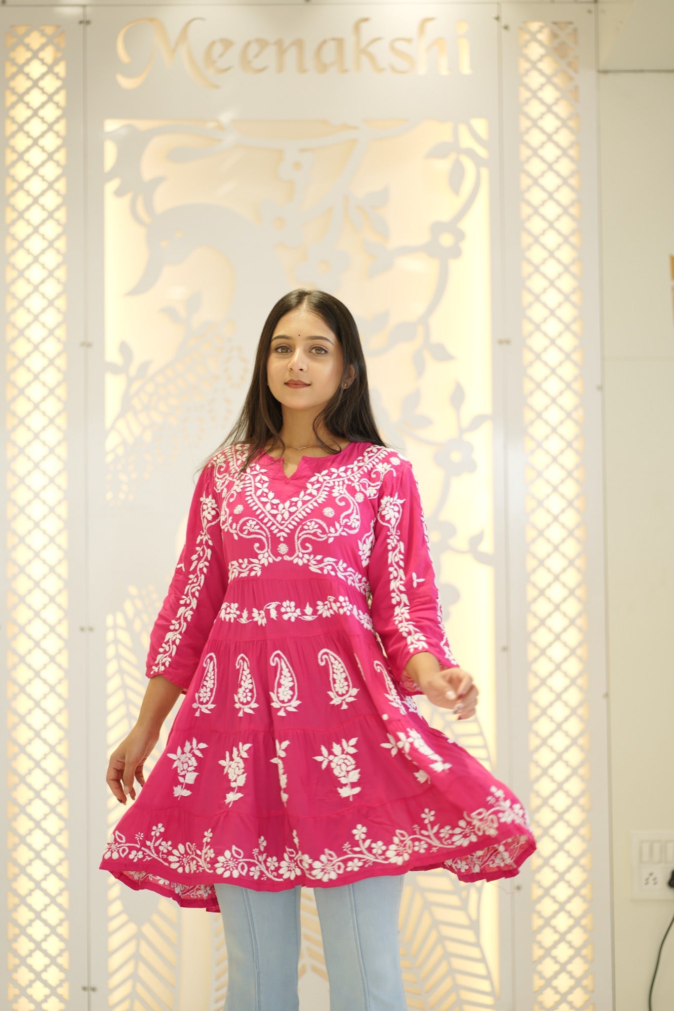 08FJ Jabili Modal Chikankari Short Kurti
