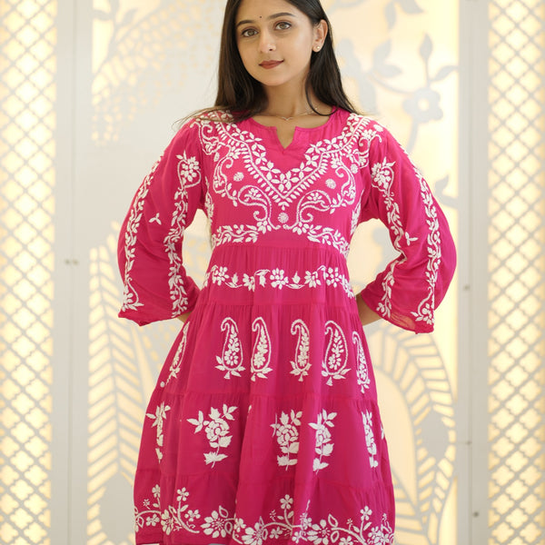 08FJ Jabili Modal Chikankari Short Kurti