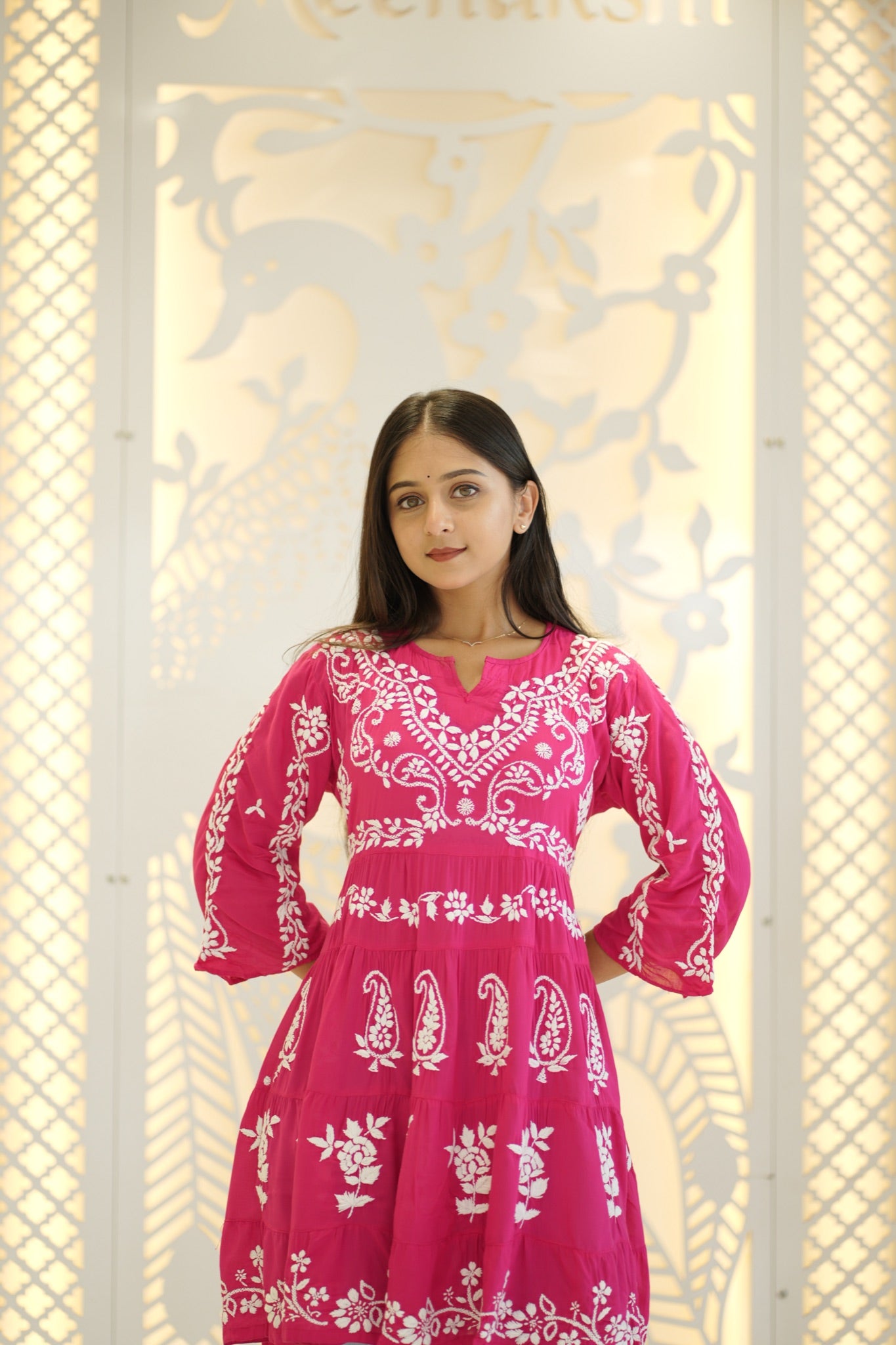 08FJ Jabili Modal Chikankari Short Kurti