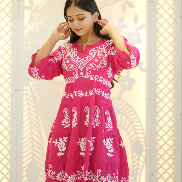 08FJ Jabili Modal Chikankari Short Kurti