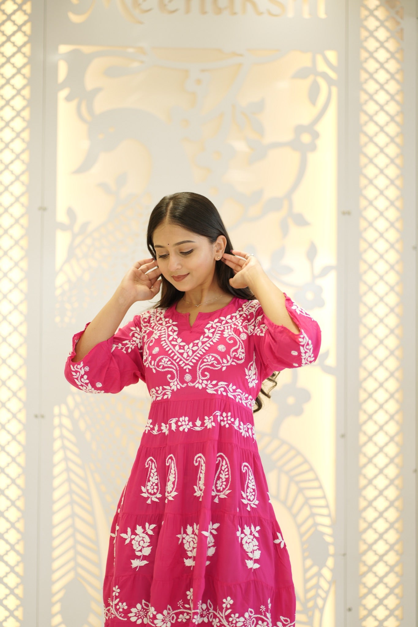 08FJ Jabili Modal Chikankari Short Kurti