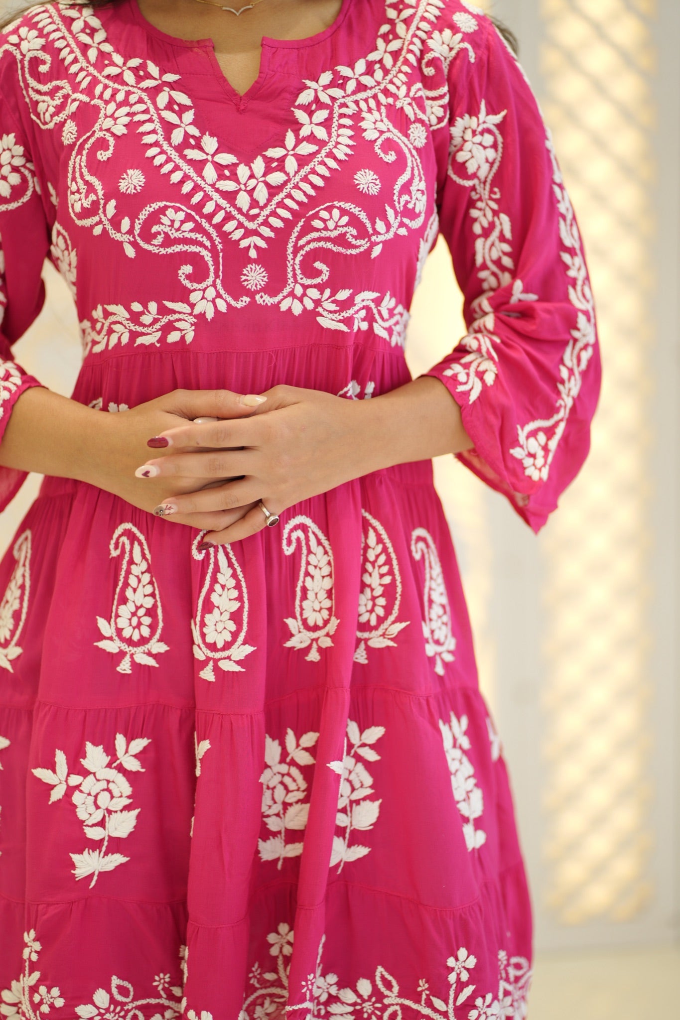 08FJ Jabili Modal Chikankari Short Kurti