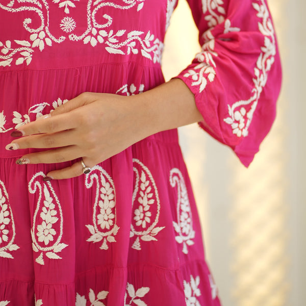 08FJ Jabili Modal Chikankari Short Kurti