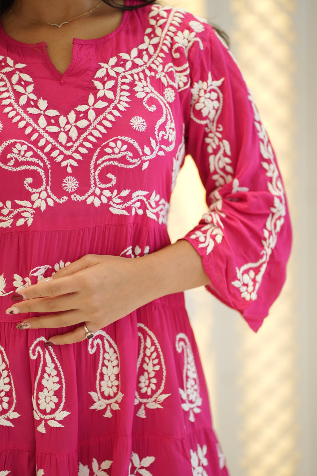 08FJ Jabili Modal Chikankari Short Kurti