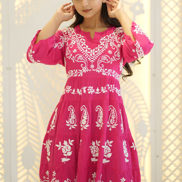 08FJ Jabili Modal Chikankari Short Kurti