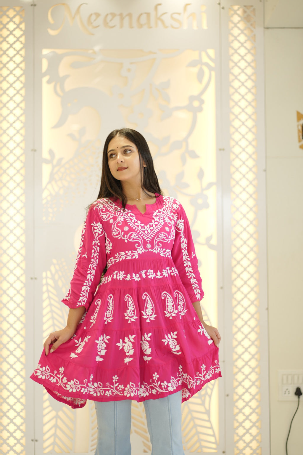 08FJ Jabili Modal Chikankari Short Kurti