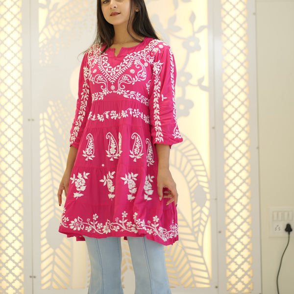08FJ Jabili Modal Chikankari Short Kurti