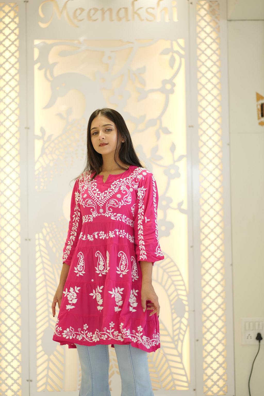 08FJ Jabili Modal Chikankari Short Kurti