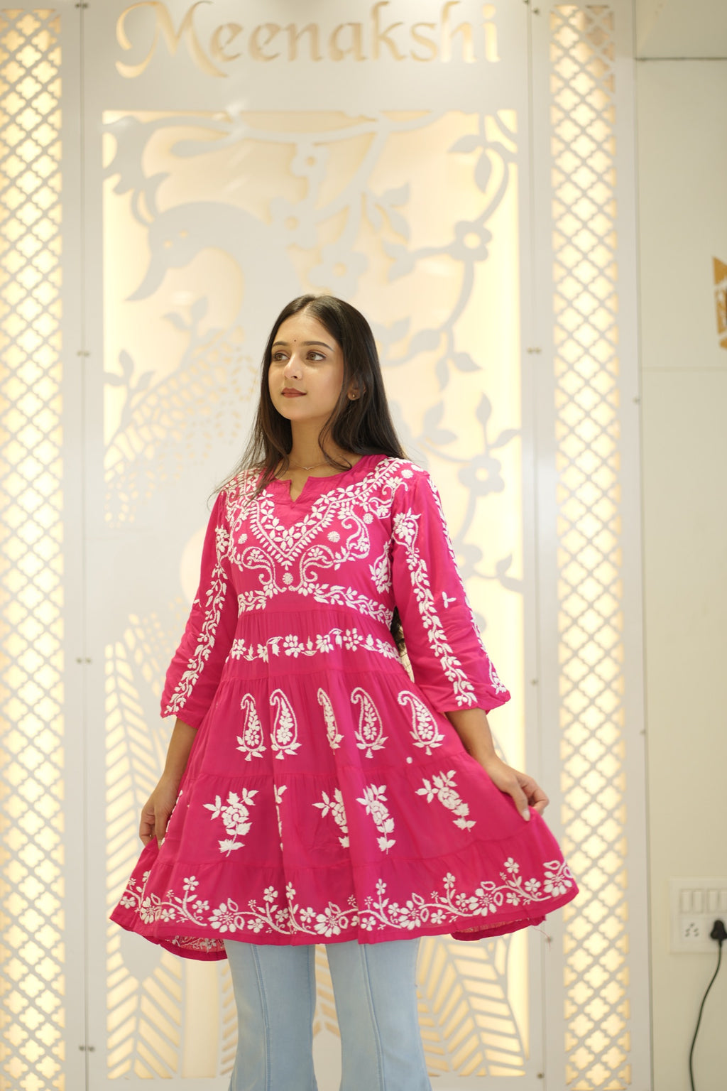 08FJ Jabili Modal Chikankari Short Kurti