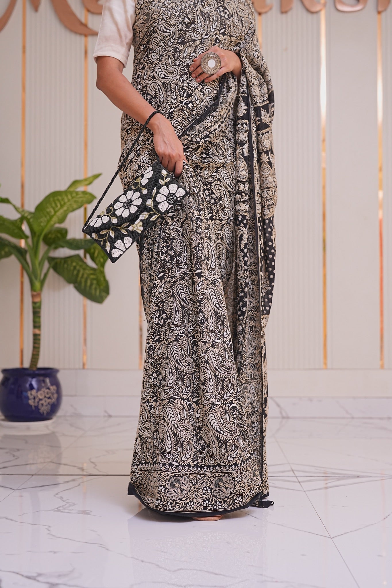 13M Medha Pure Georgette Designer Chikankari Saree