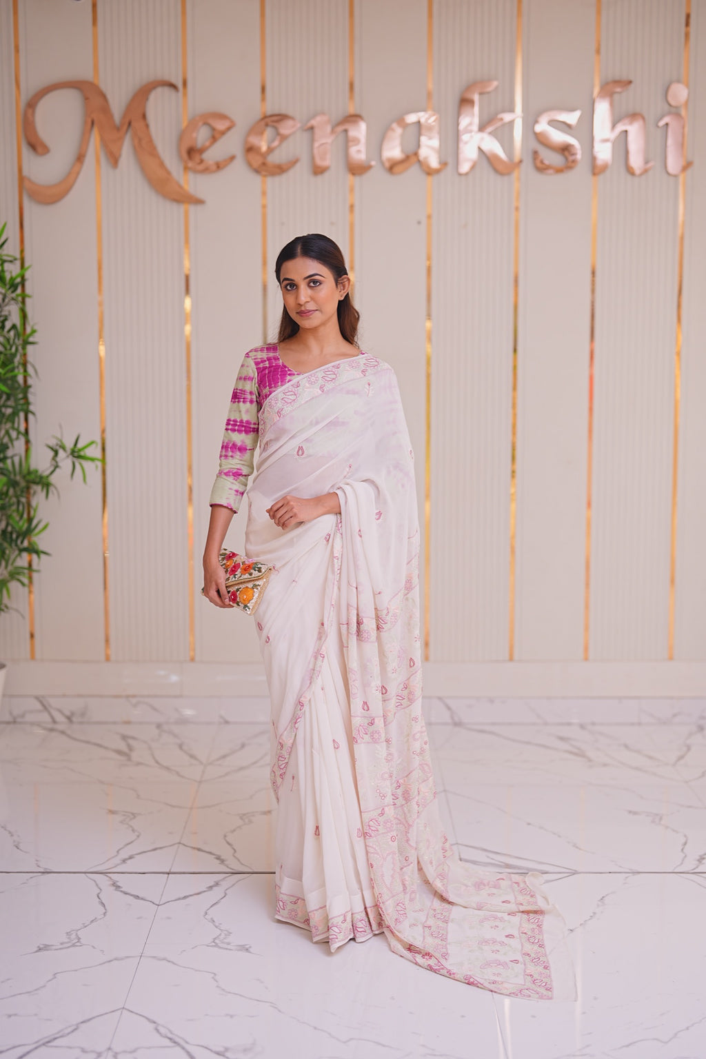 14M Medha Pure Georgette Designer Chikankari Saree