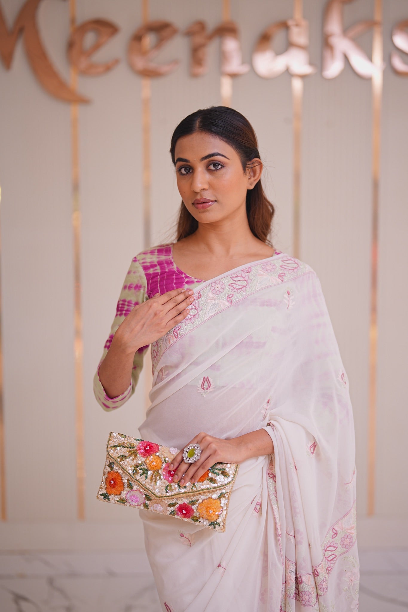 14M Medha Pure Georgette Designer Chikankari Saree