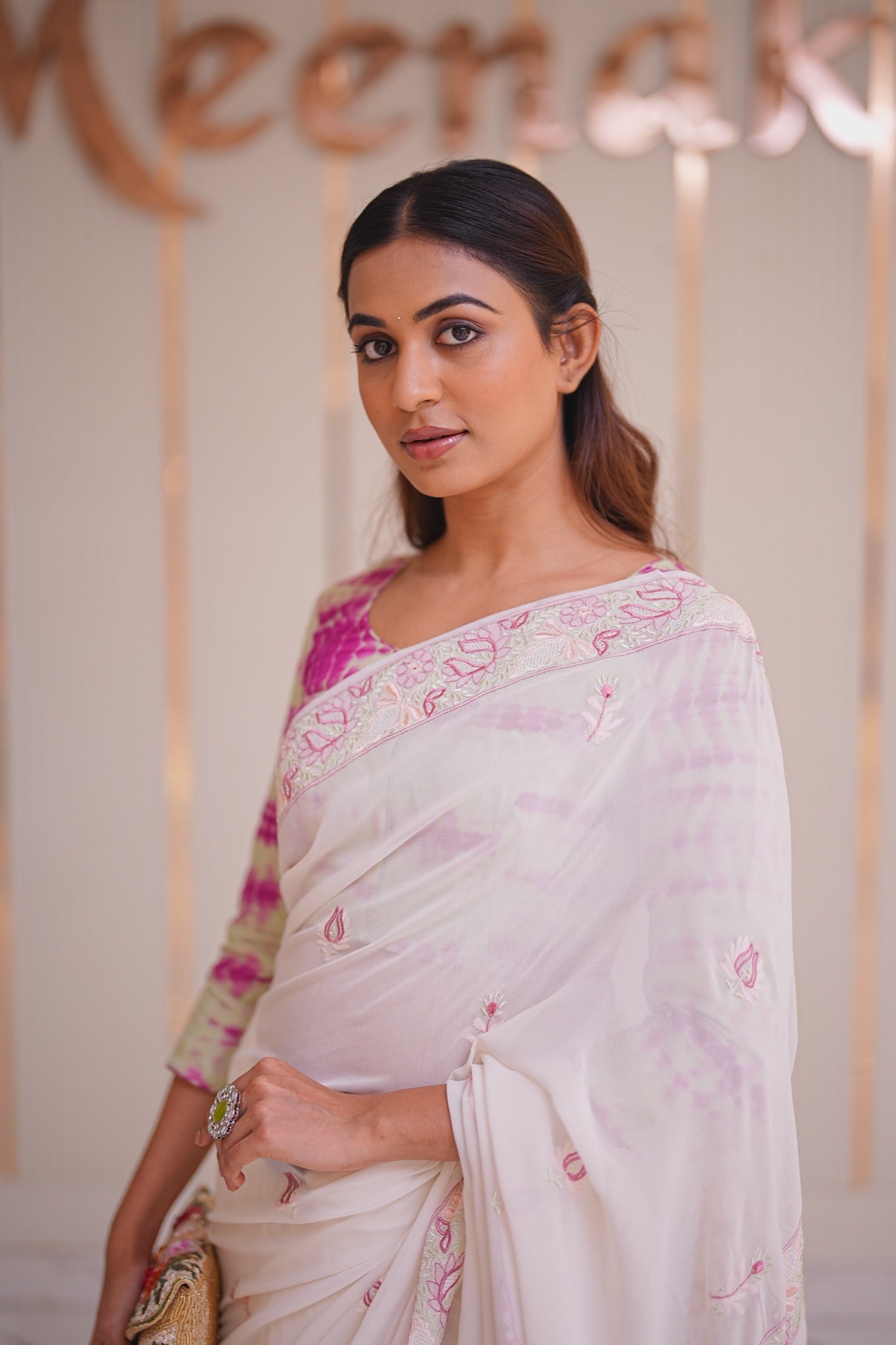 14M Medha Pure Georgette Designer Chikankari Saree