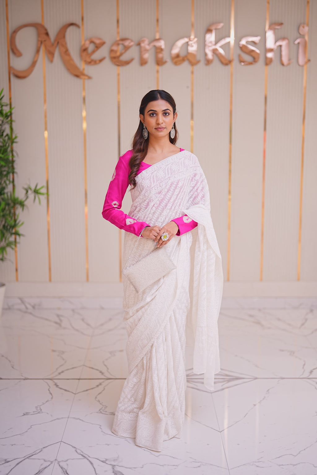 15M Medha Pure Georgette Designer Chikankari Saree
