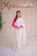 15M Medha Pure Georgette Designer Chikankari Saree