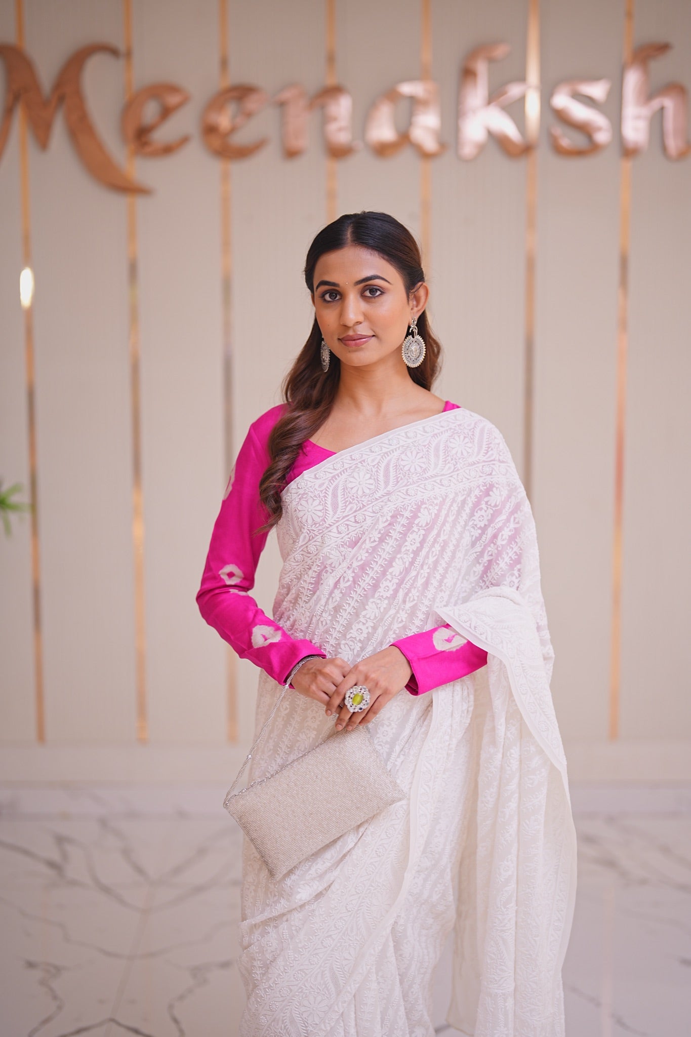 15M Medha Pure Georgette Designer Chikankari Saree