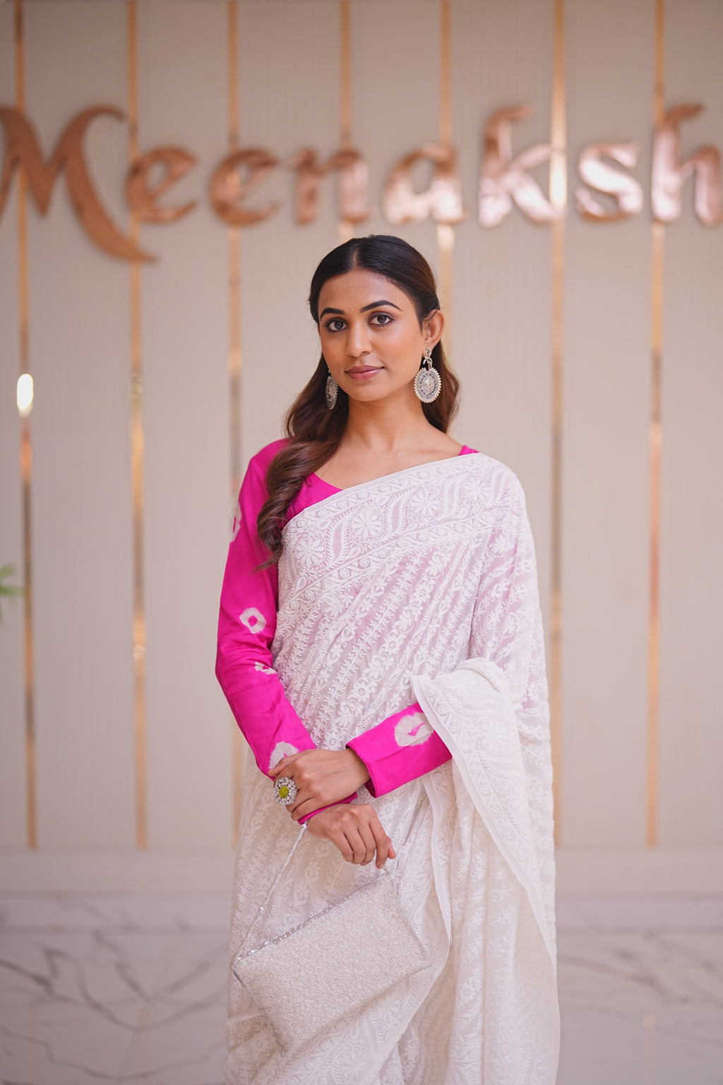 15M Medha Pure Georgette Designer Chikankari Saree