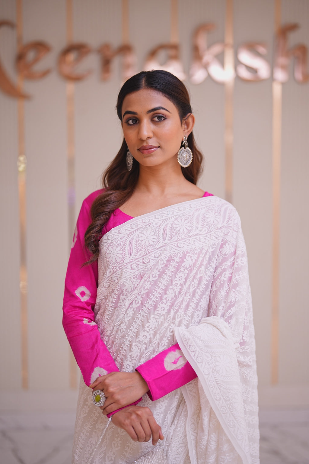 15M Medha Pure Georgette Designer Chikankari Saree