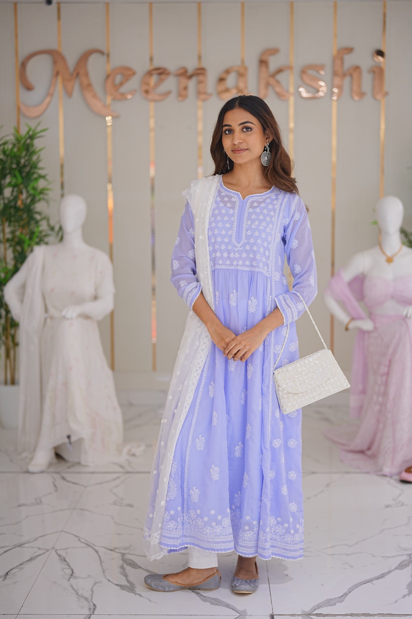 16M Medha Chikankari Anarkali