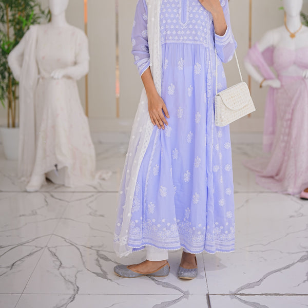 16M Medha Chikankari Anarkali
