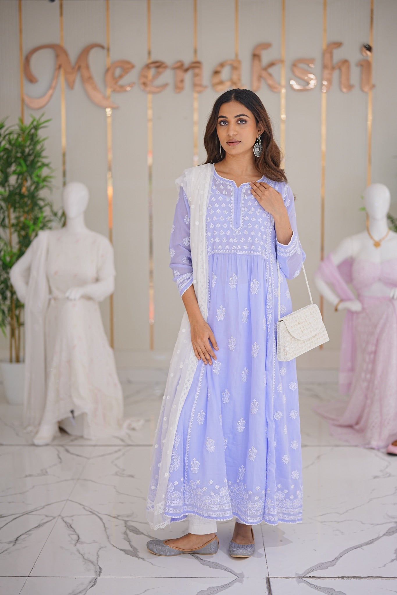 16M Medha Chikankari Anarkali