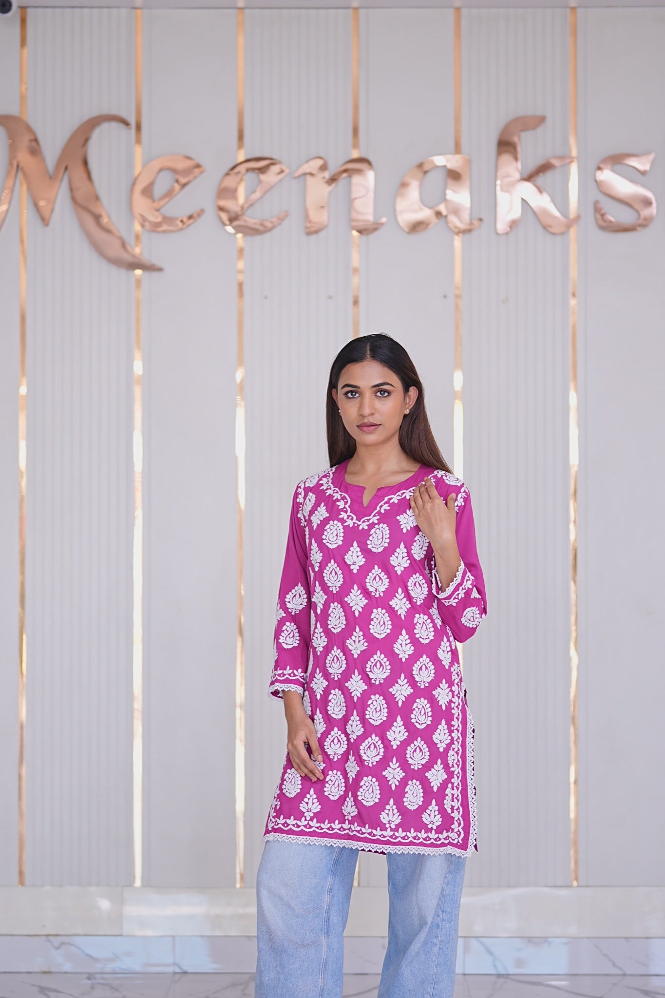18M Medha Chikankari Short Kurti