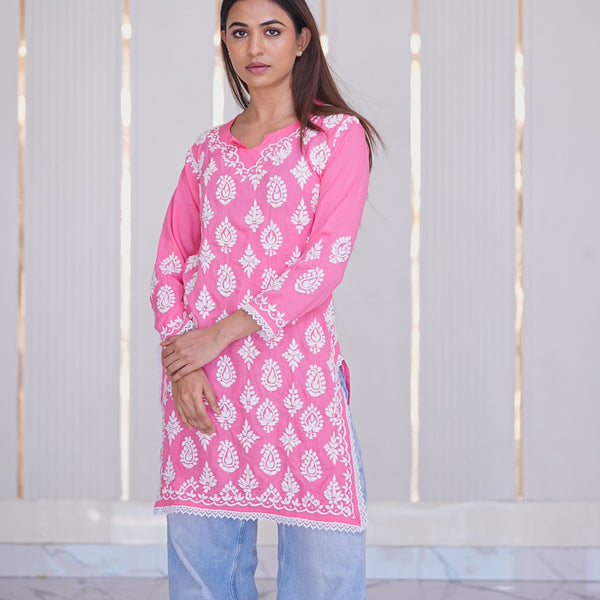 19M Medha Chikankari Short Kurti