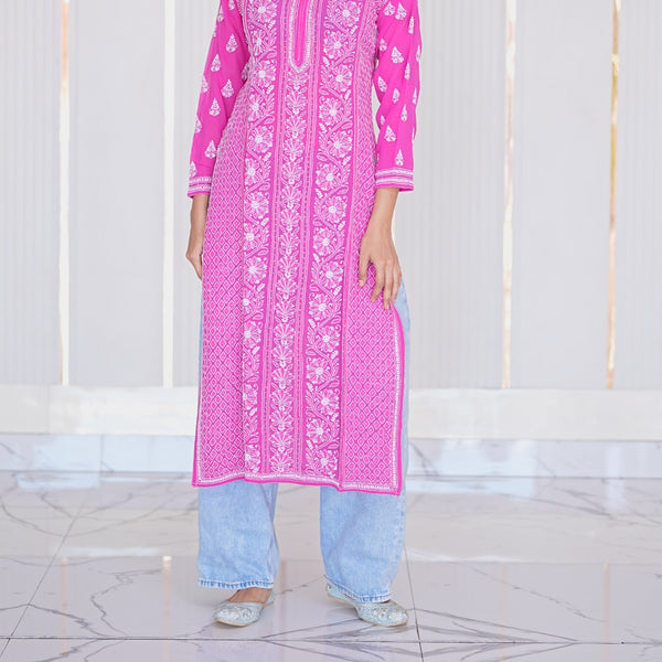 23M Medha Chikankari Long Kurti