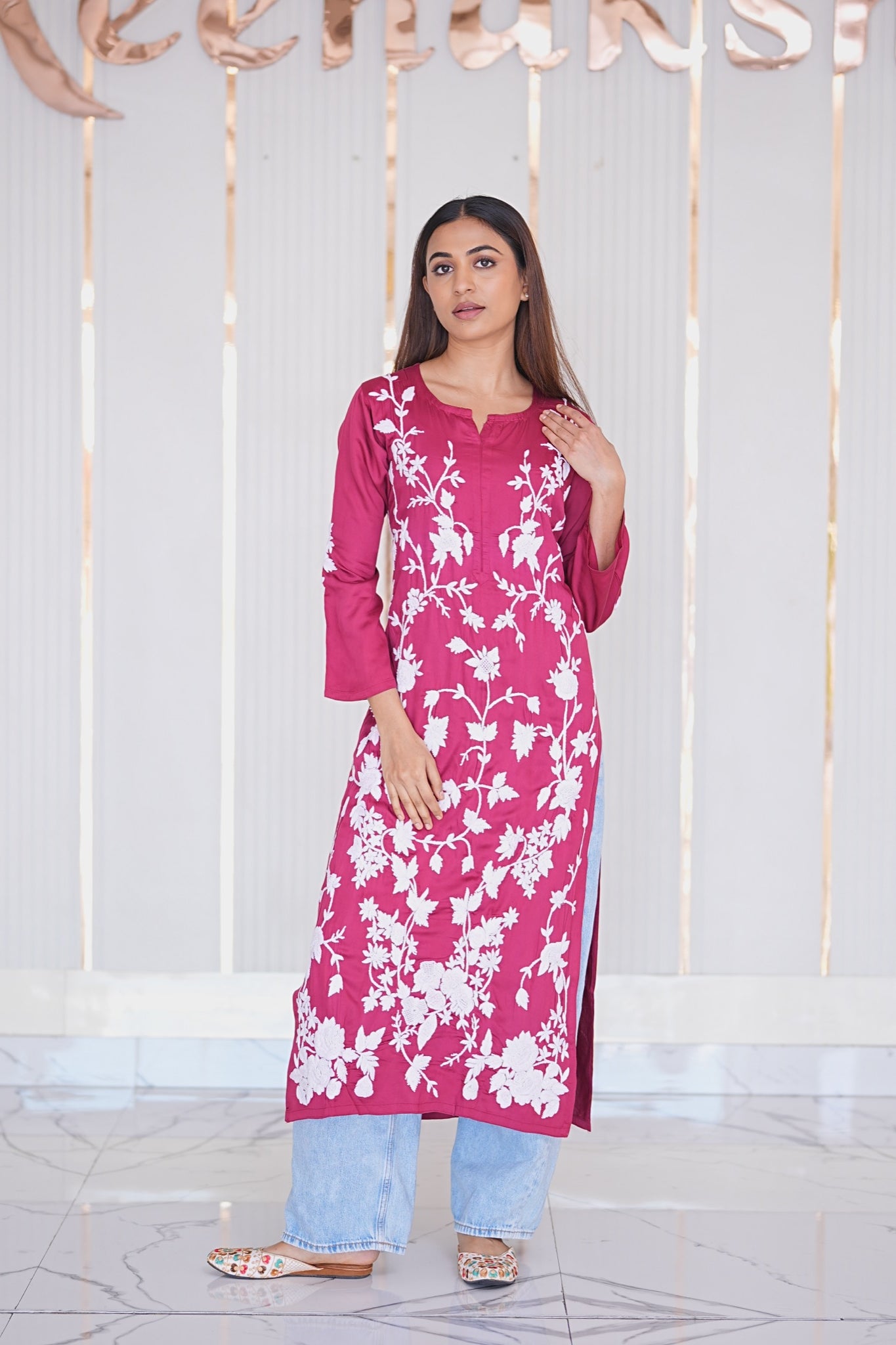 24M Medha Chikankari Long Kurti
