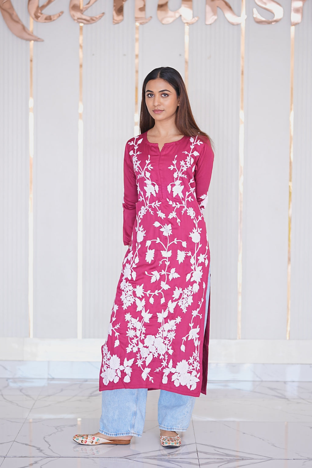 24M Medha Chikankari Long Kurti