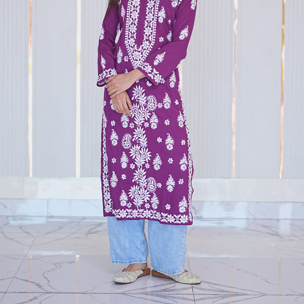 26M Medha Chikankari Long Kurti