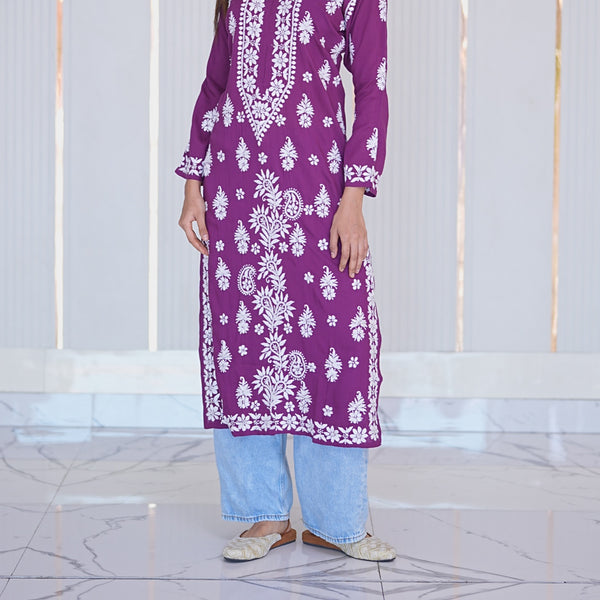 26M Medha Chikankari Long Kurti