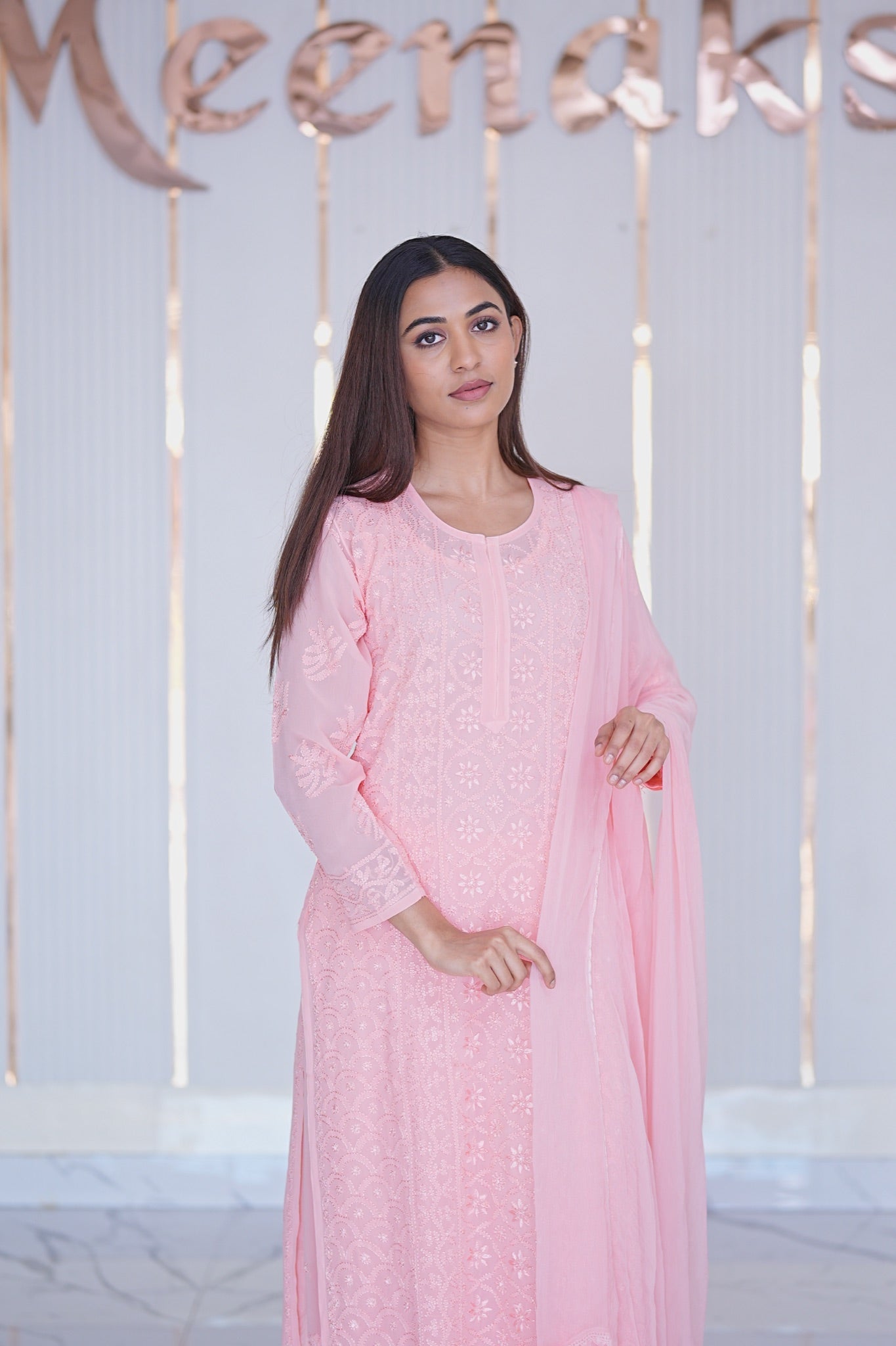 28M Medha Chikankari Kurti Plazo set