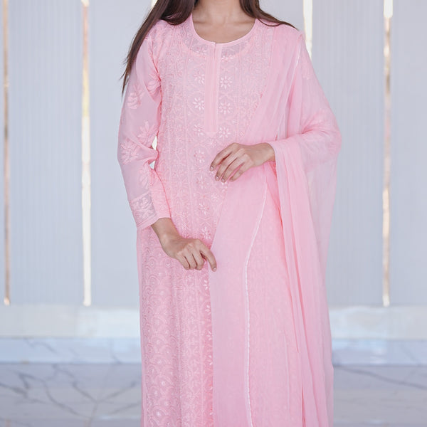 28M Medha Chikankari Kurti Plazo set