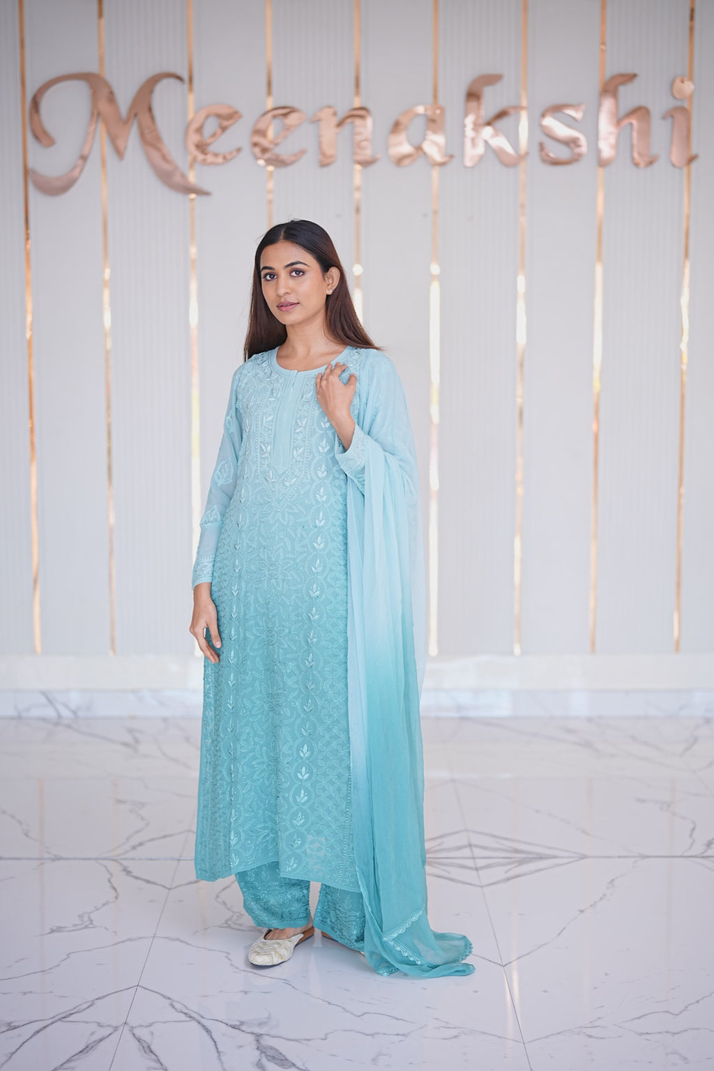 29M Medha Chikankari Kurti Plazo set
