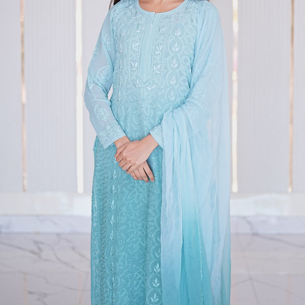 29M Medha Chikankari Kurti Plazo set