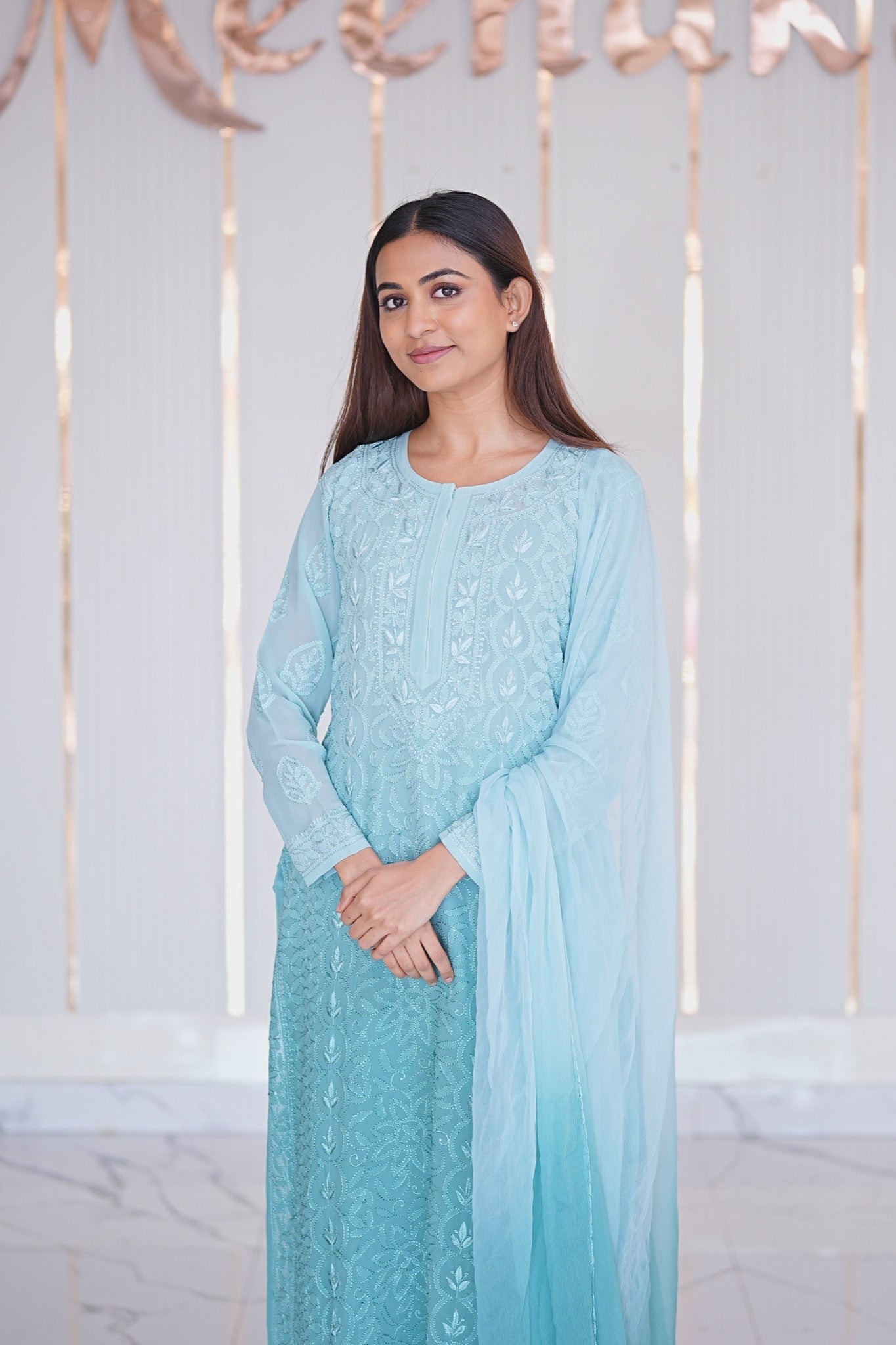 29M Medha Chikankari Kurti Plazo set