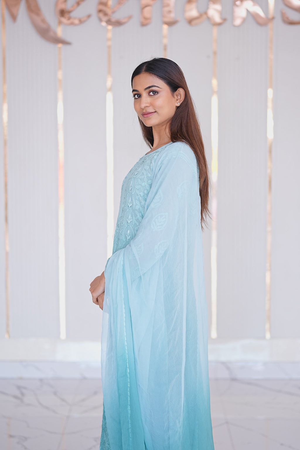 29M Medha Chikankari Kurti Plazo set