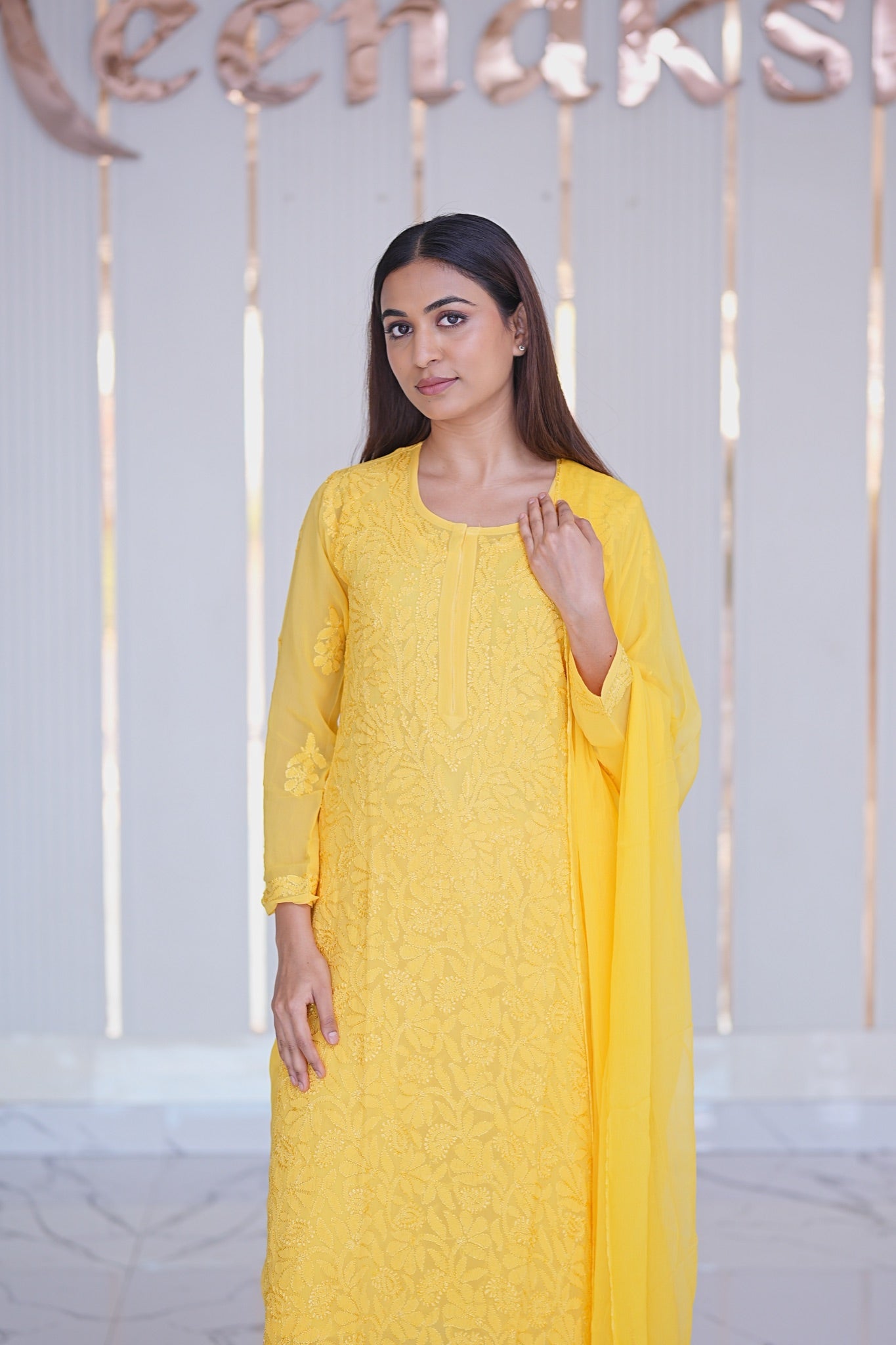 30M Medha Chikankari Kurti Plazo set