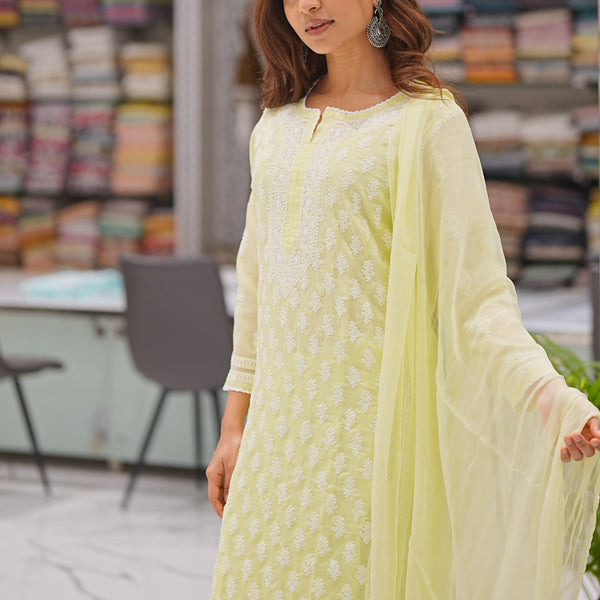 33M Medha Chikankari Kurti Pant Set