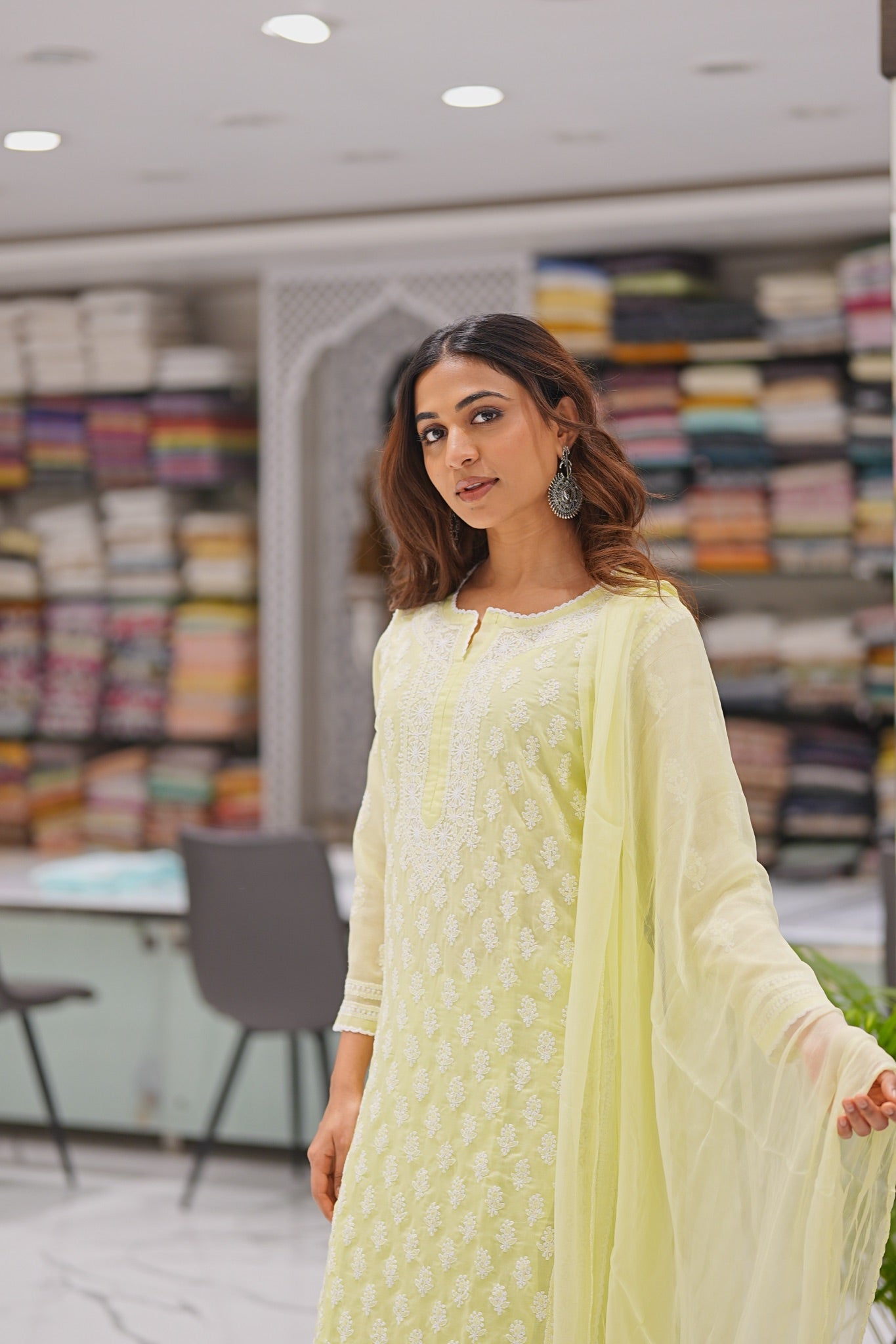 33M Medha Chikankari Kurti Pant Set