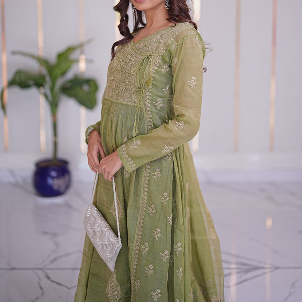 07M Medha Designer Tissue Chanderi Semi Stiched Dress Material