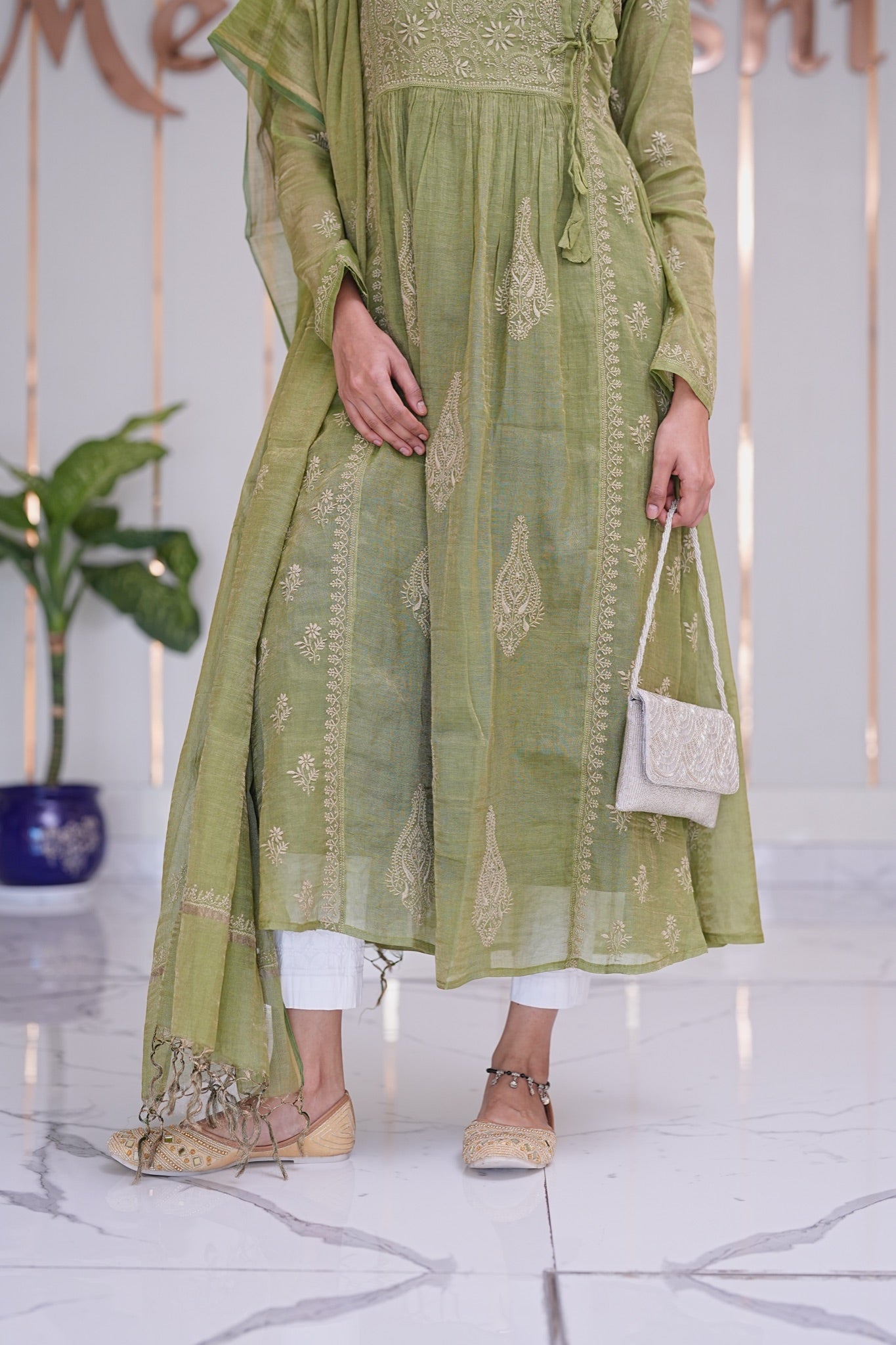 07M Medha Designer Tissue Chanderi Semi Stiched Dress Material