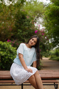 10SJ Jabili Chikankari Crop Top Skirt Set