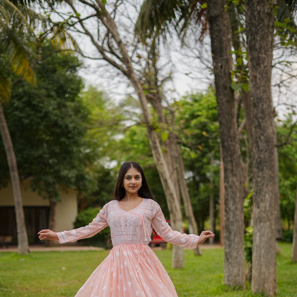 11SJ Jabili Chikankari Anarkali With Slip