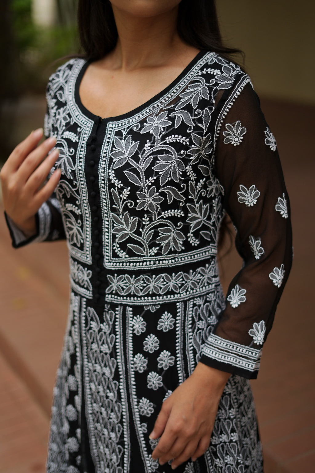 12SJ Jabili Chikankari Anarkali With Slip